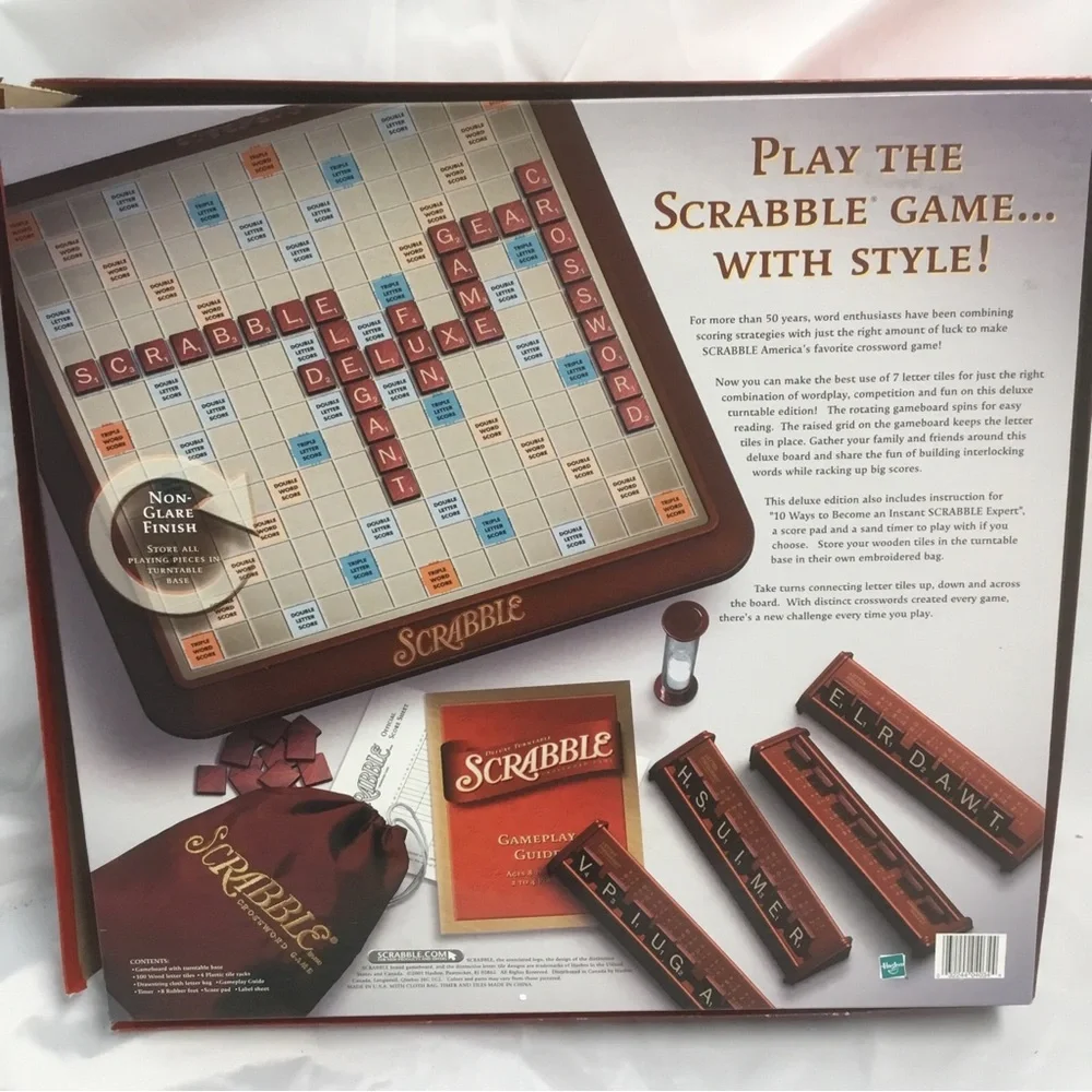 Vintage 2001 Parker Brothers Hasbro Scrabble Deluxe Turntable Game 100% Complete